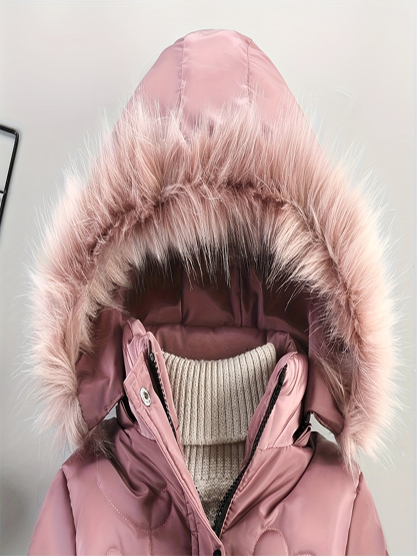 Manteau d'Hiver pour Filles - Douillet avec Capuche en Fausse Fourrure