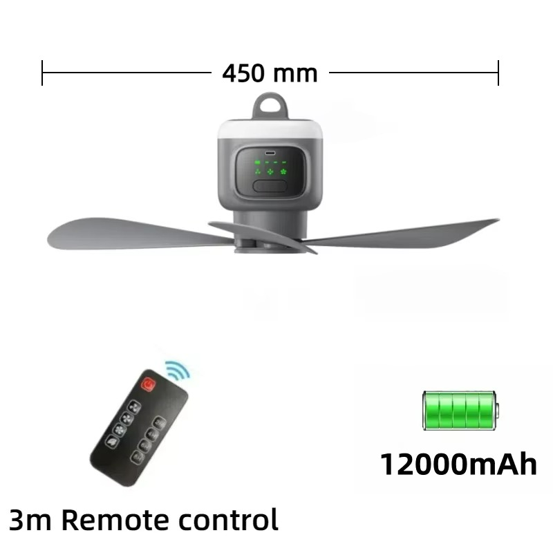 Ventilateur de Plafond Portable USB - Éclairage LED et Confort Silencieux