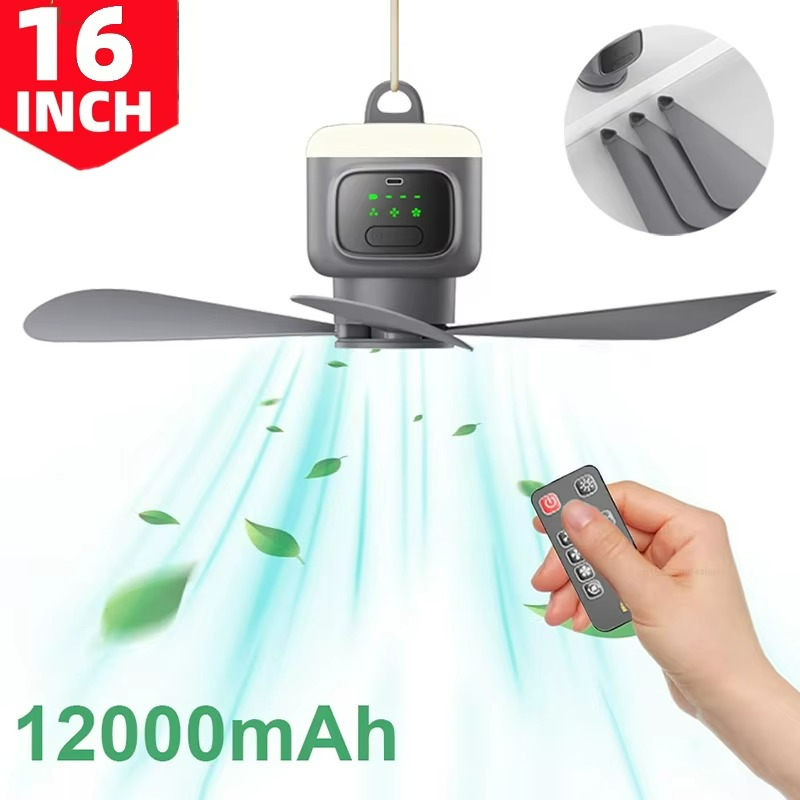 Ventilateur de Plafond Portable USB - Éclairage LED et Confort Silencieux
