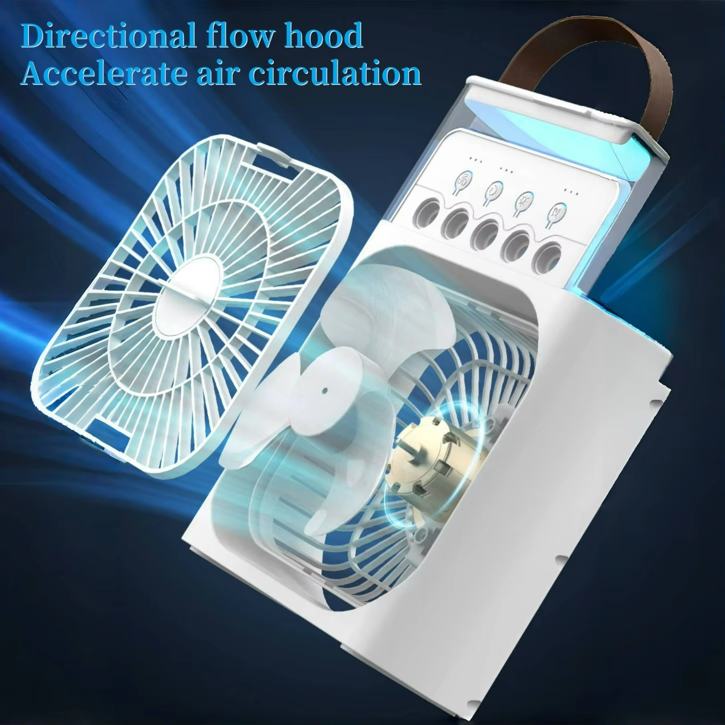 Ventilateur Refroidisseur d'Air Portable - Fonction 3-en-1 avec Lumière LED