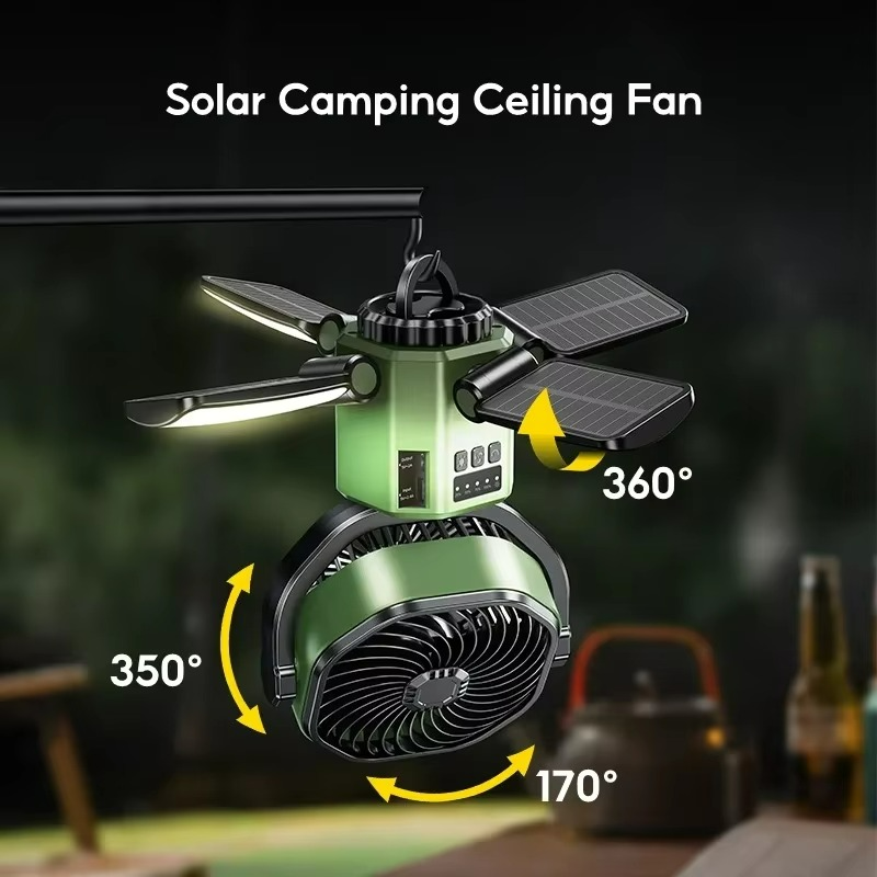 Ventilateur Portable de Camping - Refroidissement et Éclairage Multifonctionnel