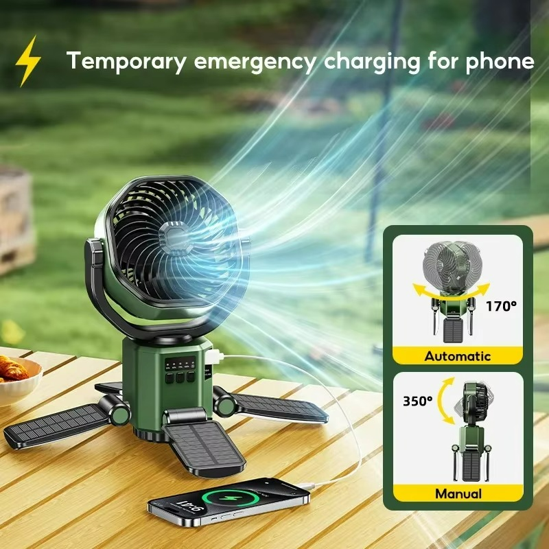 Ventilateur Portable de Camping - Refroidissement et Éclairage Multifonctionnel