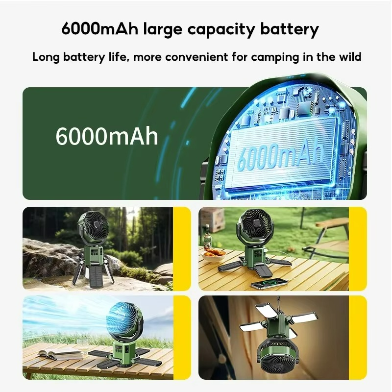 Ventilateur Portable de Camping - Refroidissement et Éclairage Multifonctionnel