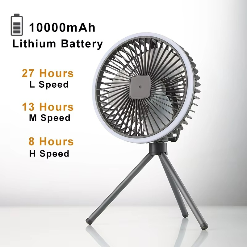 Ventilateur Portable Rechargeable avec LED - Circulation d'Air et Éclairage Pratique