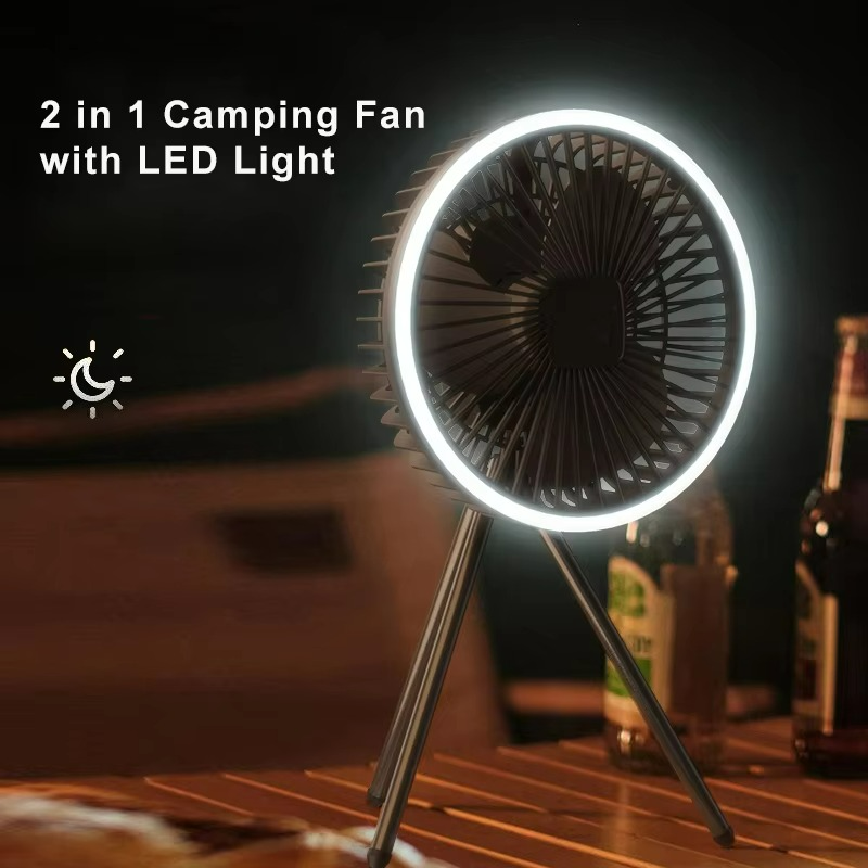 Ventilateur Portable Rechargeable avec LED - Circulation d'Air et Éclairage Pratique