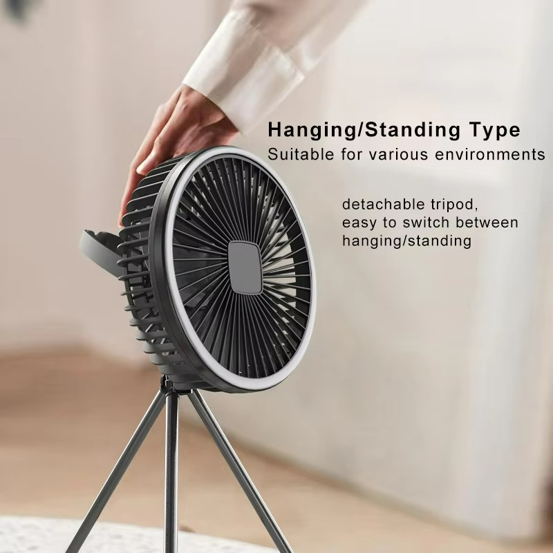 Ventilateur Portable Rechargeable avec LED - Circulation d'Air et Éclairage Pratique