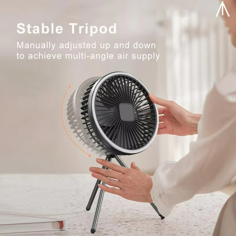 Ventilateur Portable Rechargeable avec LED - Circulation d'Air et Éclairage Pratique