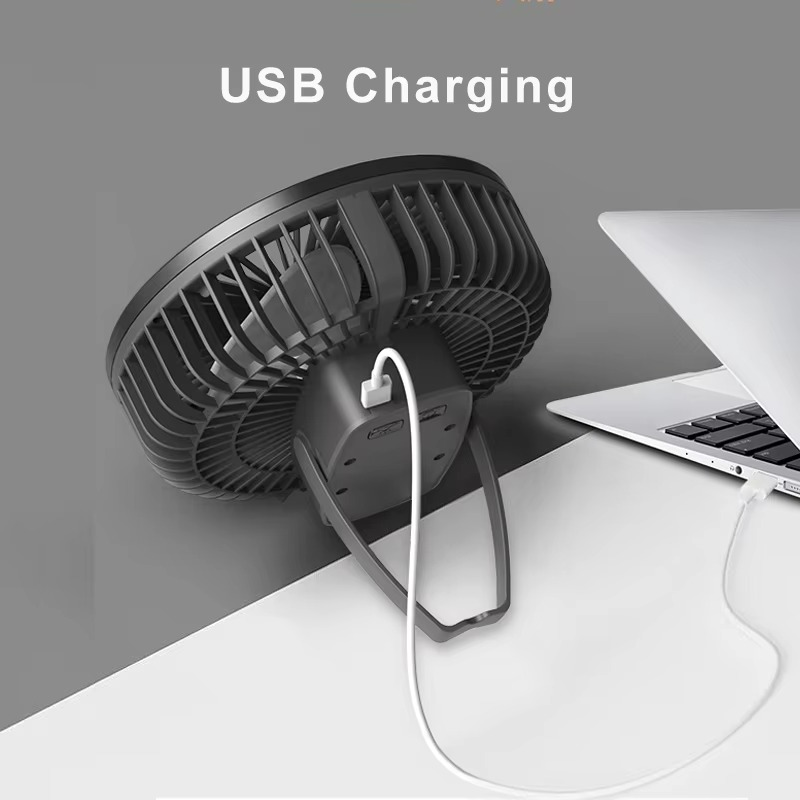 Ventilateur Portable Rechargeable avec LED - Circulation d'Air et Éclairage Pratique