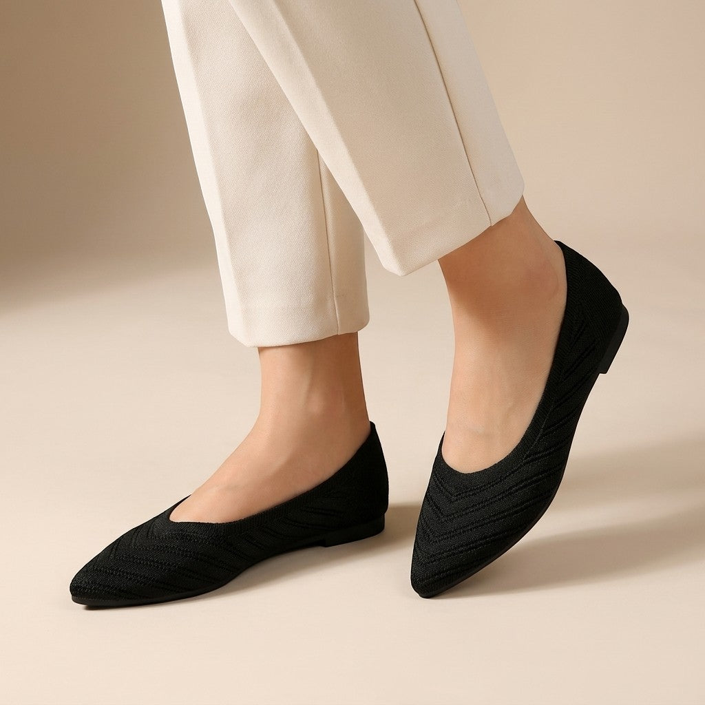 Mocassins à enfiler en maille femme détail chaîne silhouette pointue élégante