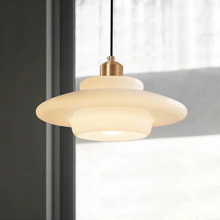 Pendentif en Verre Ivoire - Ambiance Sereine et Élégante