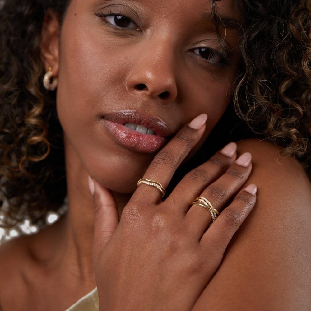Bague Juni or cristal vue angle fleur