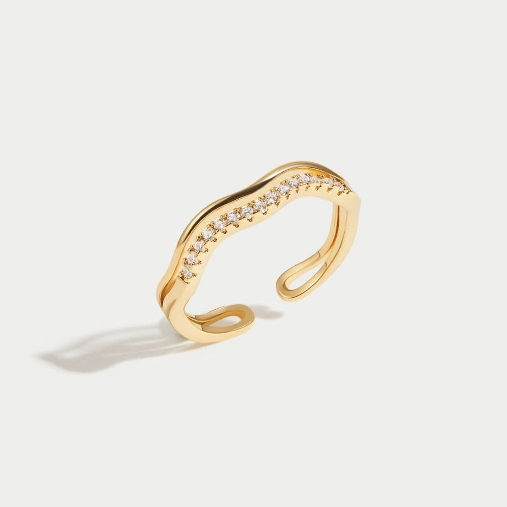 Bague Juni or cristal vue ensemble vague