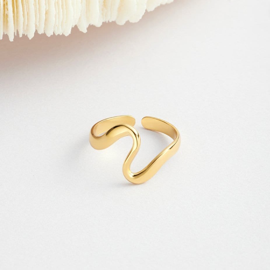 Bague vague dorée style rubis