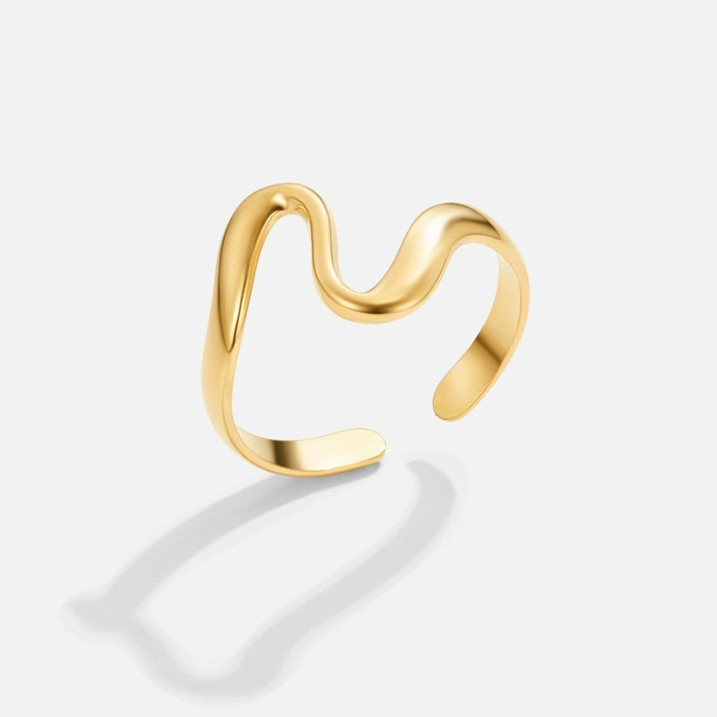 Bague vague dorée profil perle