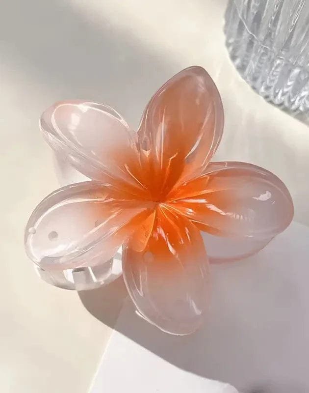 Barrette fleurie détail brillant jade