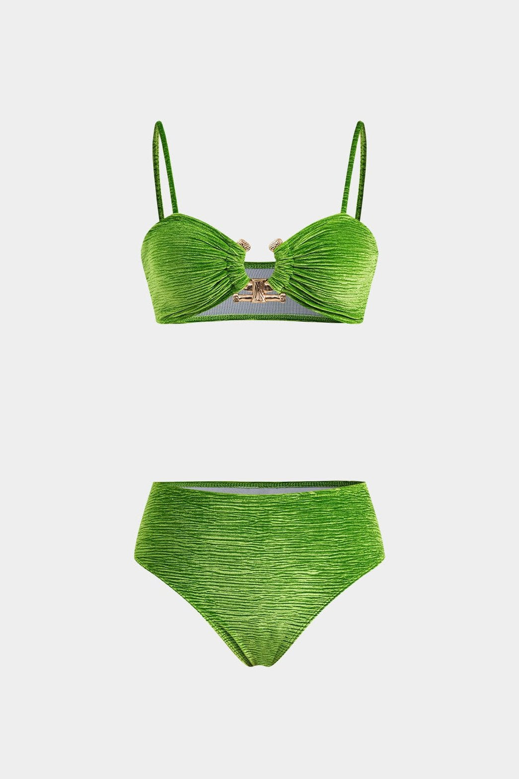 Bikini asymétrique métallisé vue côté plage