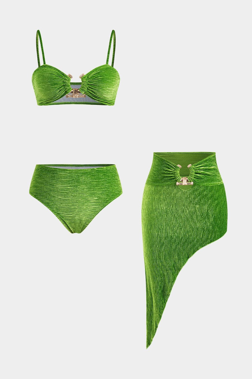 Bikini asymétrique métallisé vue avant soleil