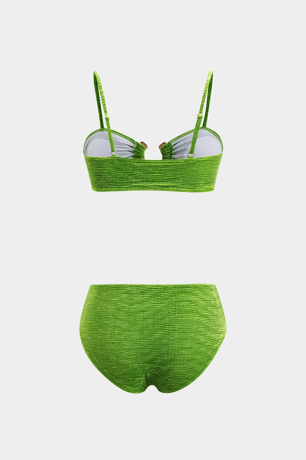 Bikini asymétrique métallisé détail tissu sable