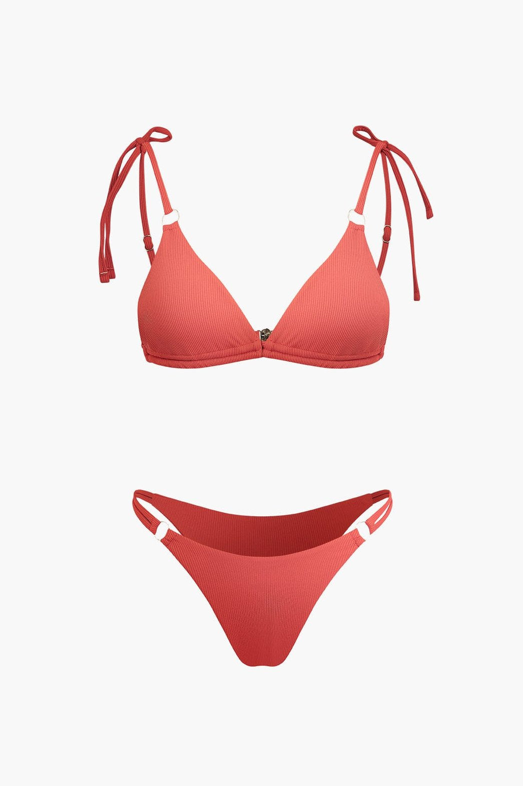 Bikini froncé terracotta vue de dos plage