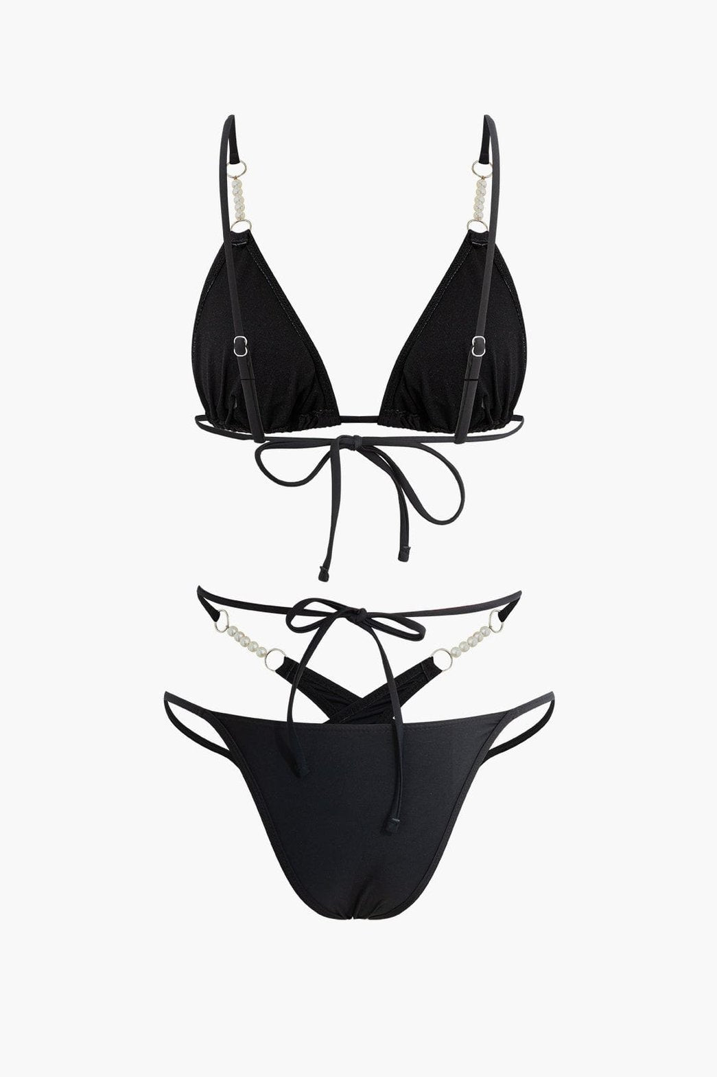 Bikini élégant noir avec bretelles croisées plage