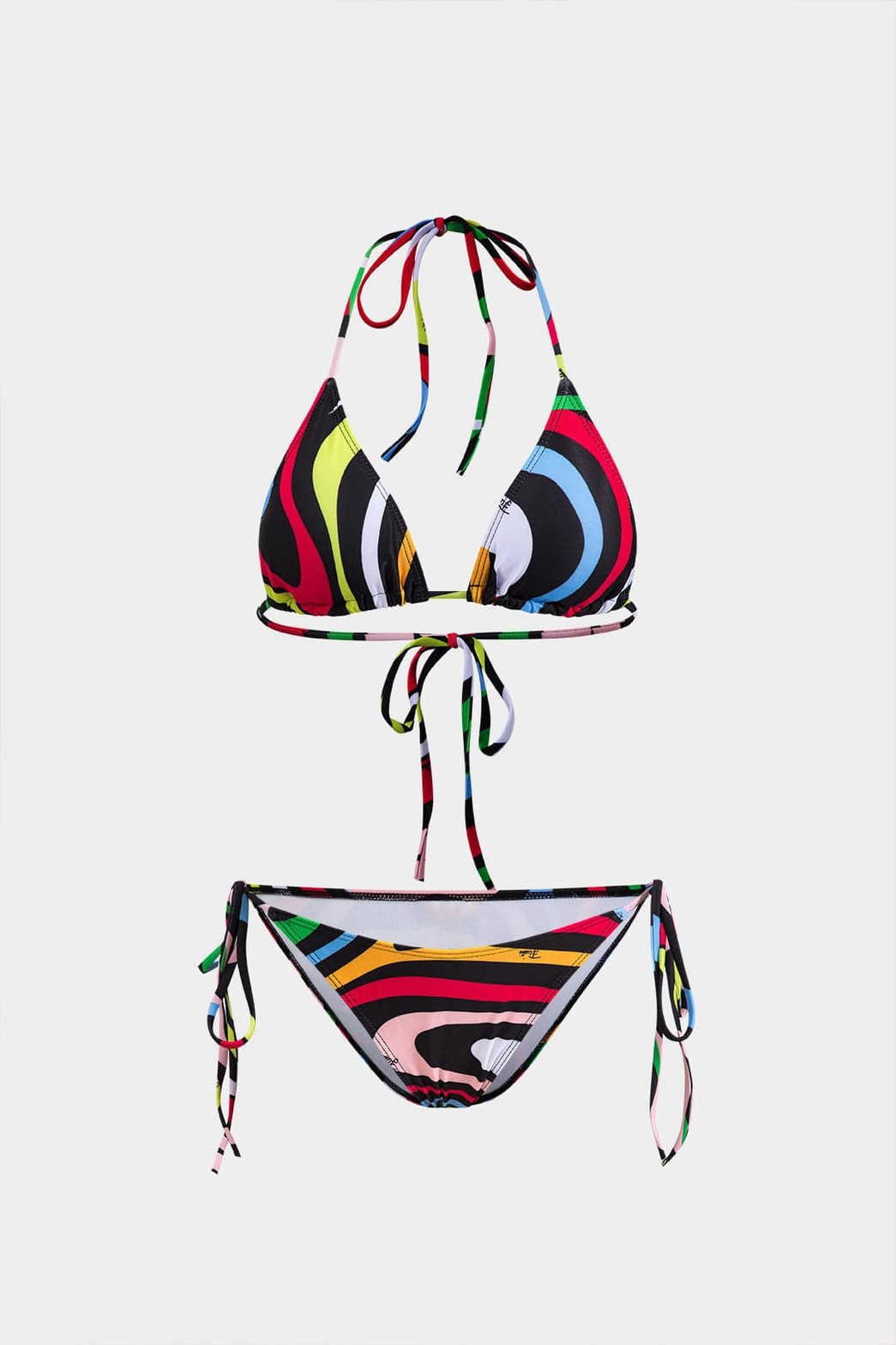 Bikini rayé multicolore vue de face soleil