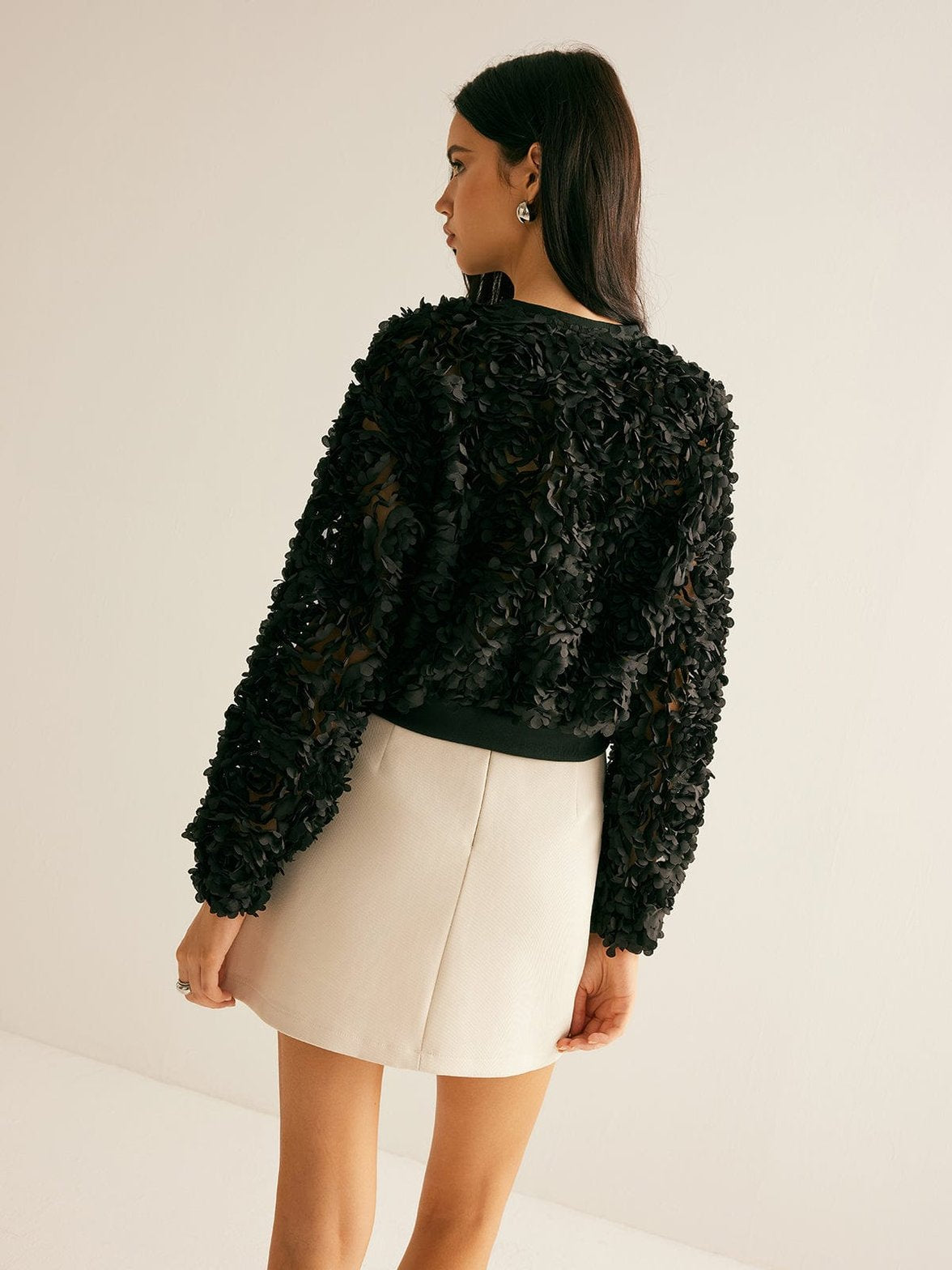 Blazer jacquard noir vue côté élégance