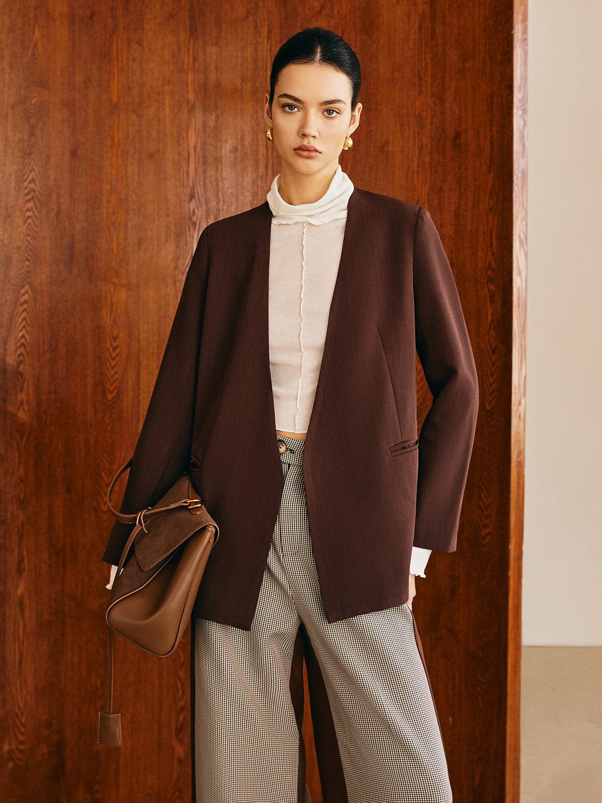 Blazer long ceinturé élégance