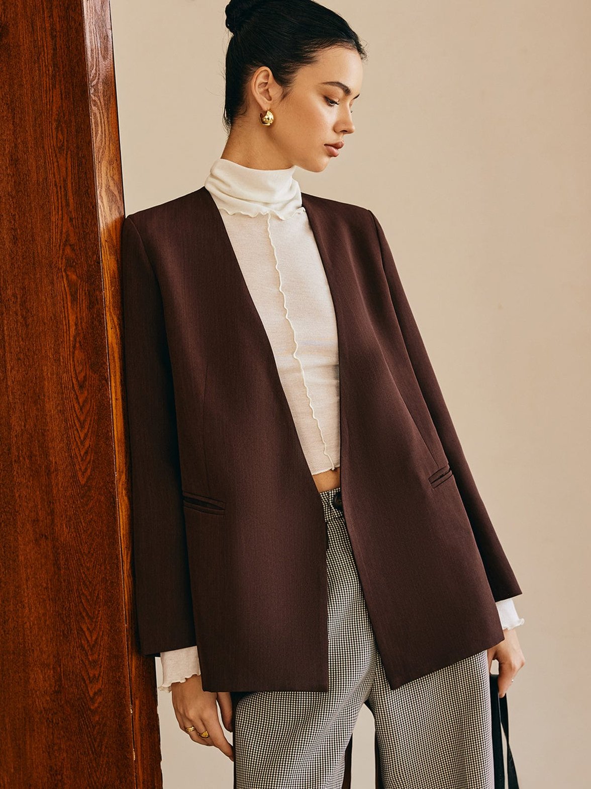 Blazer long col V profil douceur