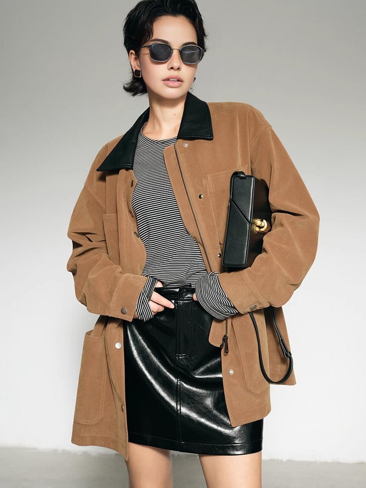 Blazer daim camel détail poche douceur