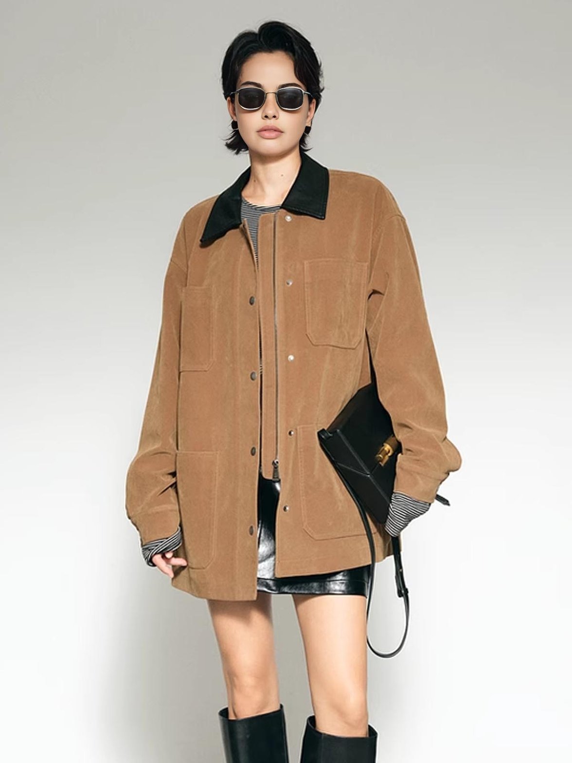 Blazer daim camel vue de face harmonie