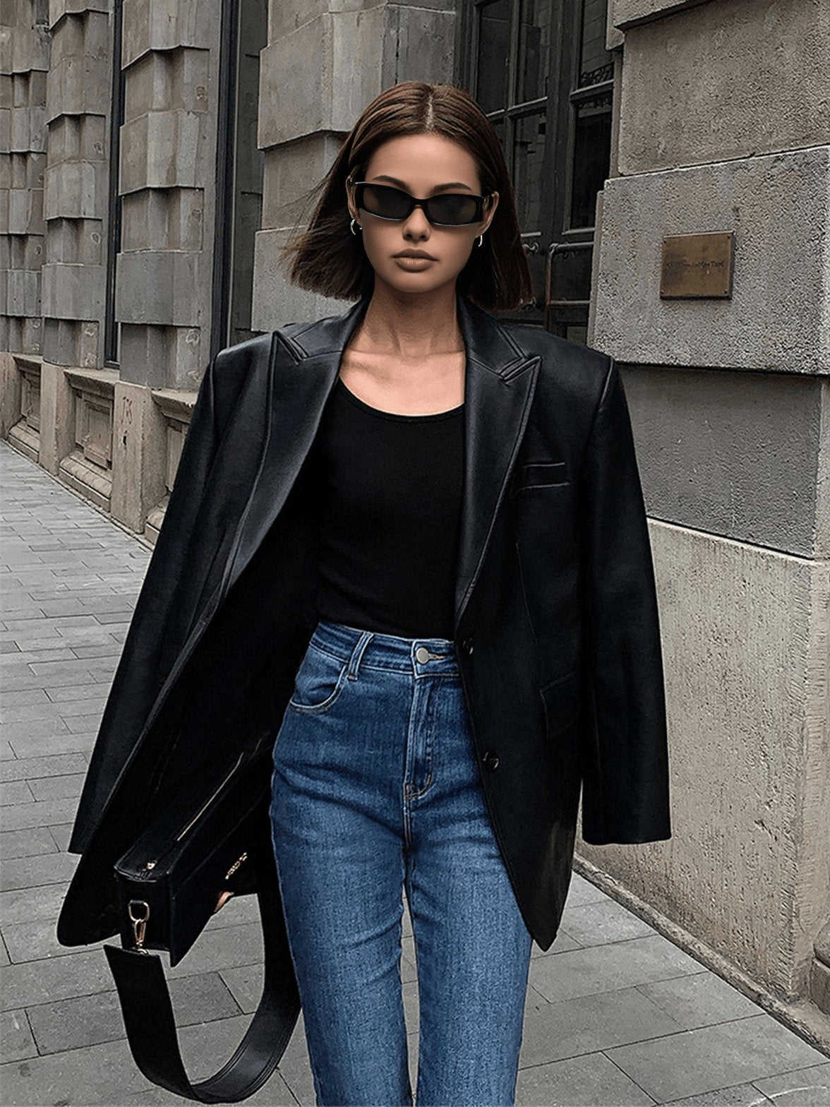Vue porté blazer simili cuir douceur