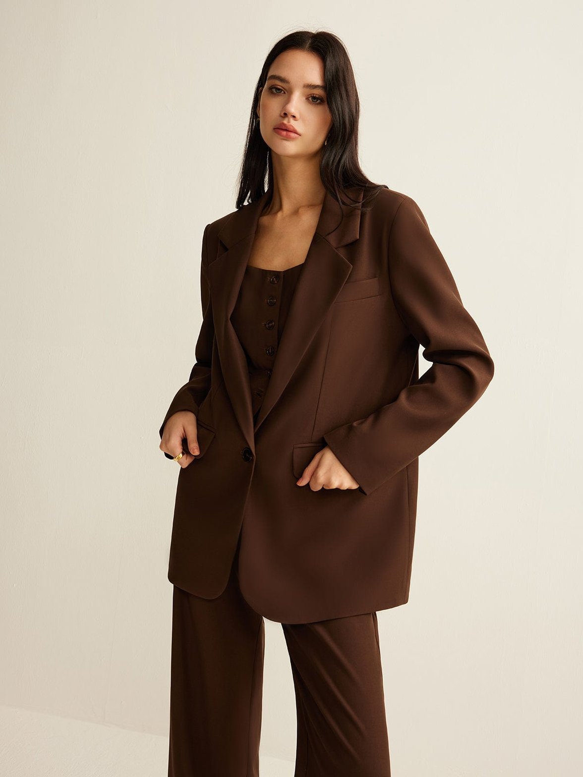 Blazer marron oversize élégant chic