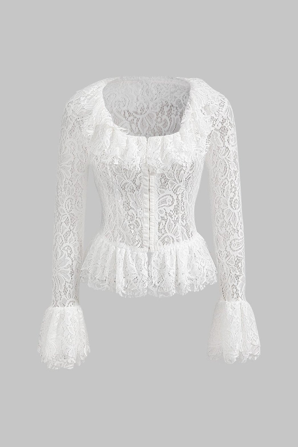 Blouse dentelle blanche romantique vue de face papillon