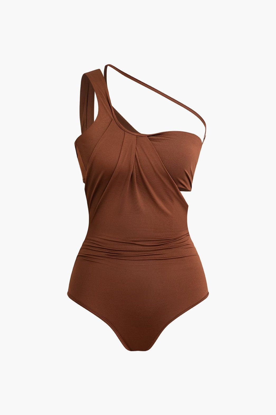 Body asymétrique une épaule marron élégant soleil