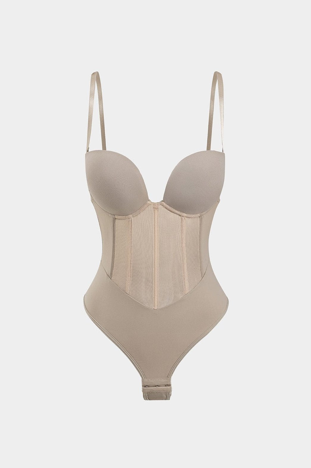 Body corset beige avec empiècements en mesh élégant