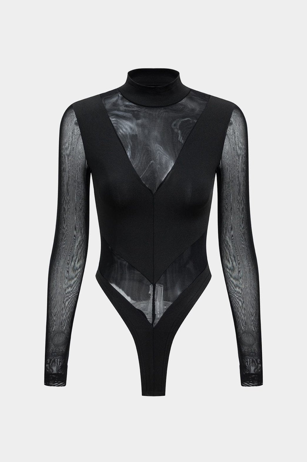 Body élégant noir col montant vue de face étoile