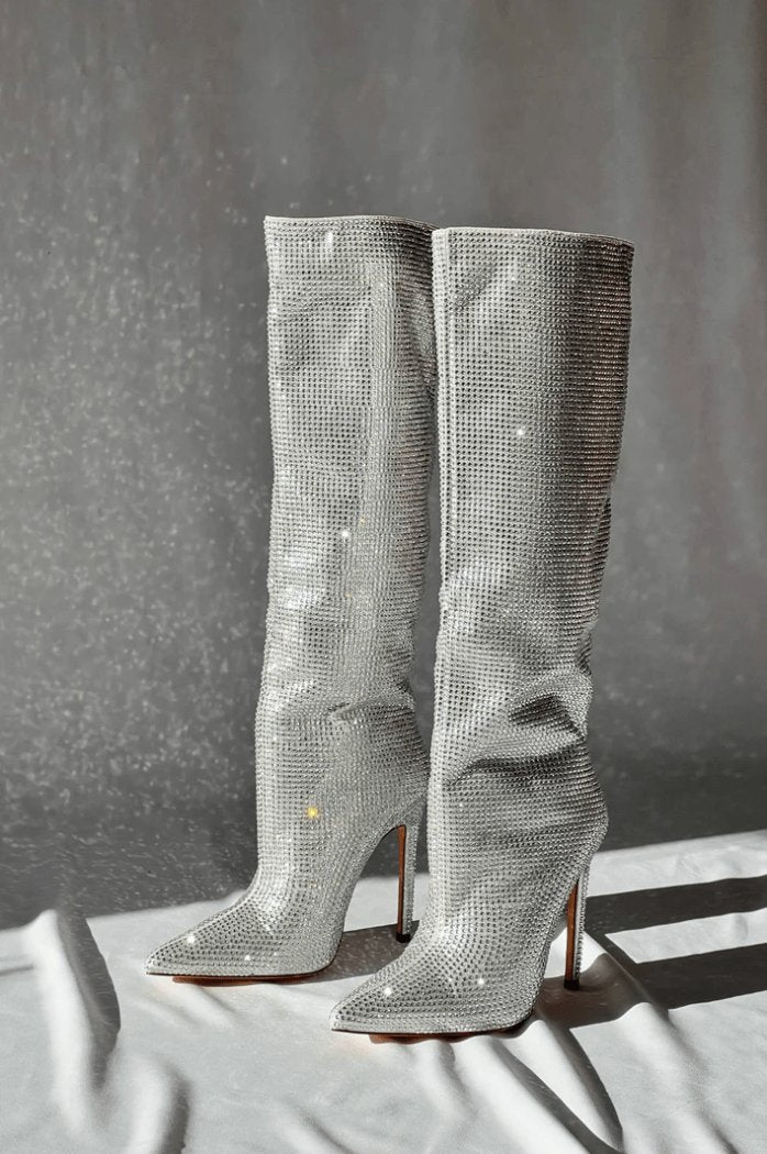 Bottes pailletées vue détaillée cristal