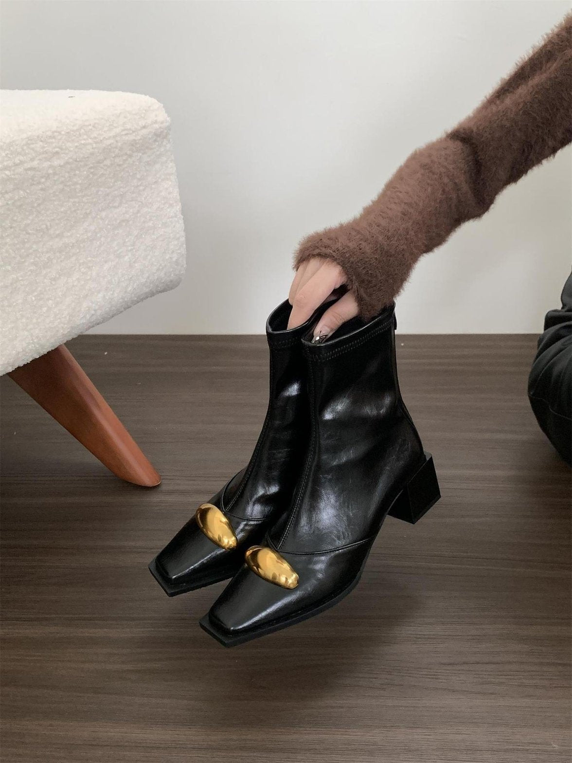 Bottines bordeaux vue semelle paisible