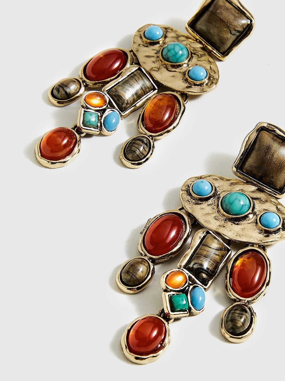 Boucles d'oreilles ethniques multi-pierres étoile