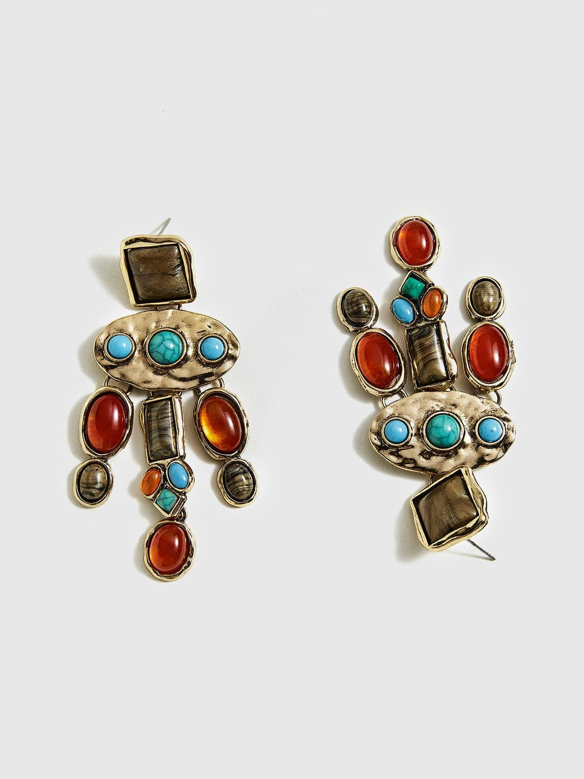 Boucles d'oreilles pendantes pierres colorées jasmin