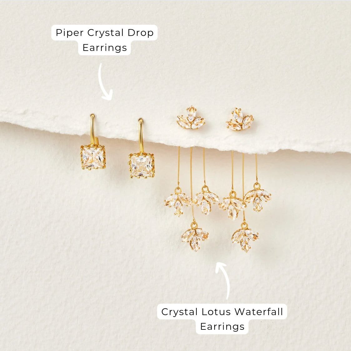 Boucles d'oreilles lotus cristal élégantes diamant