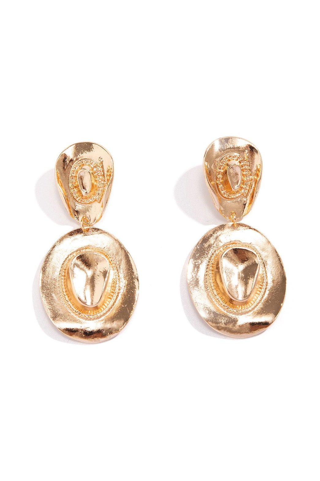 Boucles d'oreilles style chapeau dorées lune