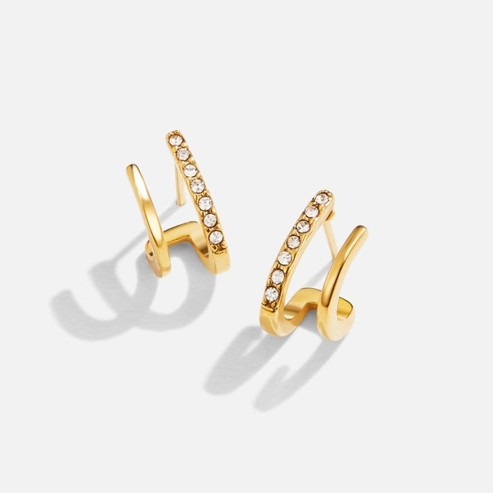 Porter de boucles d'oreilles double cristal lune