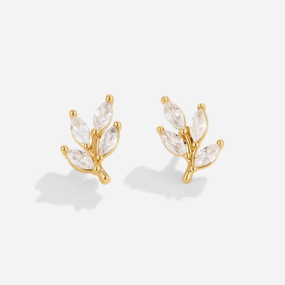 Boucles cristal motif feuille délicat