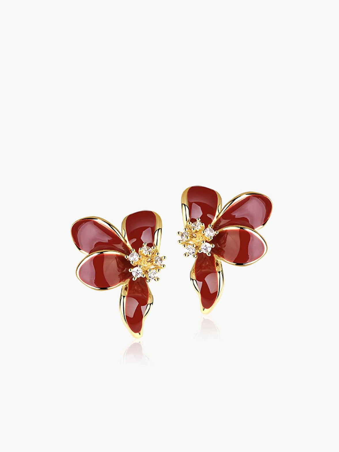 Boucles d'oreilles fleur rouge cristal doux