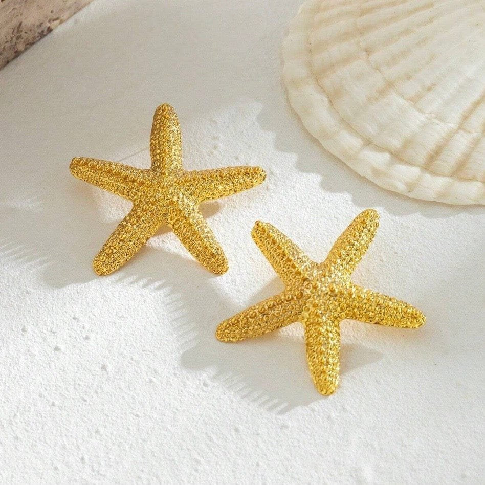 Boucles d'oreilles étoile de mer style marin soleil
