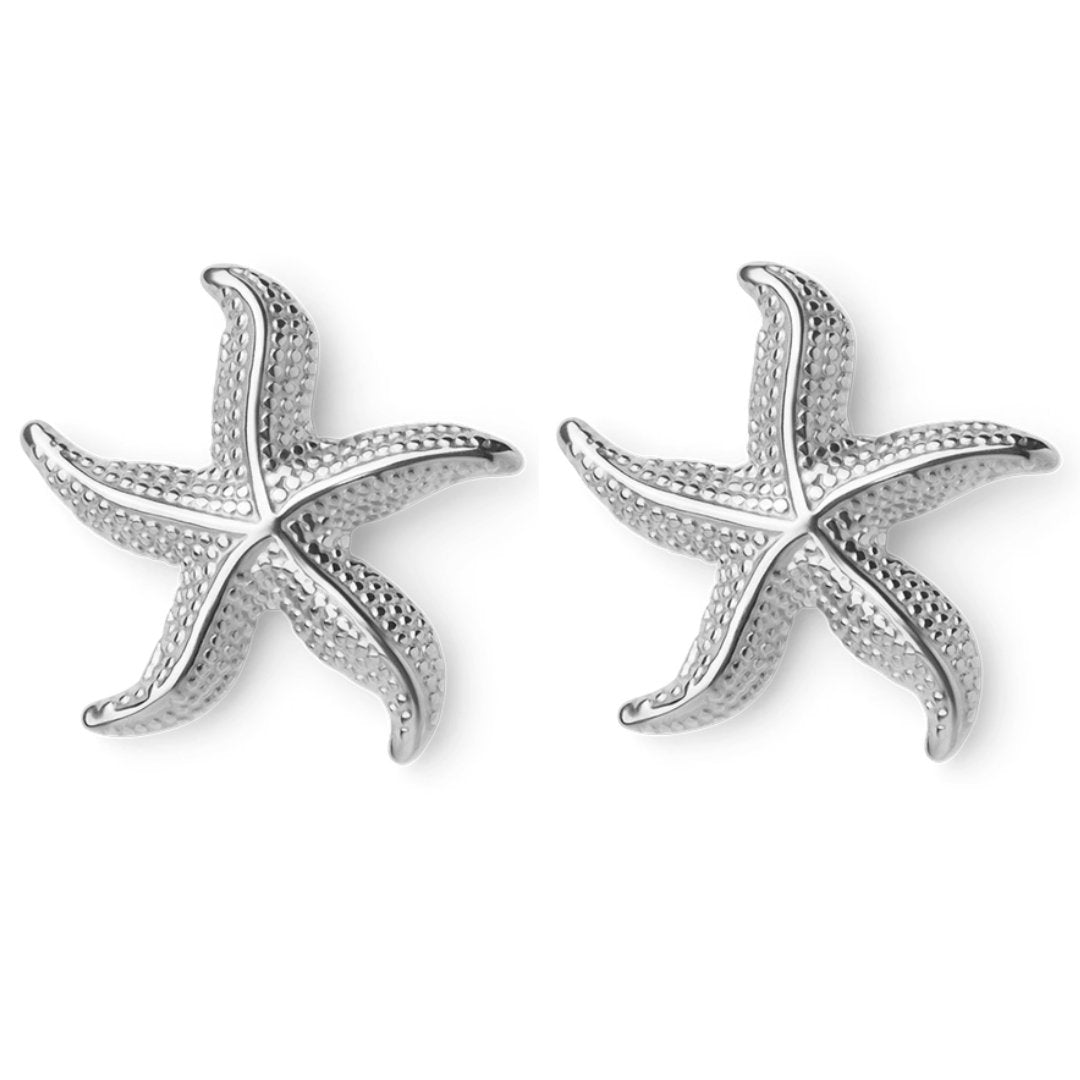 Boucles d'oreilles étoile de mer argentées plage
