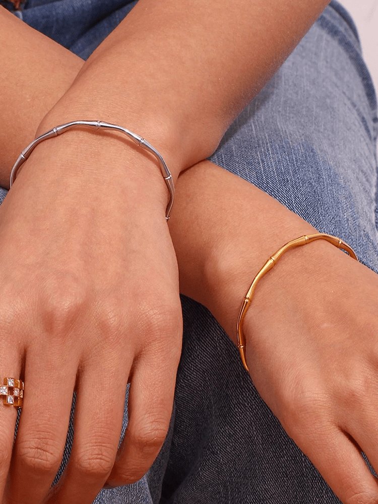 Bracelet bambou or élégant cristal