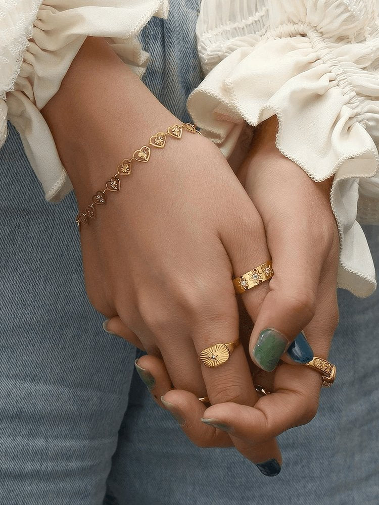 Bracelet cœur doré avec perle élégante harmony