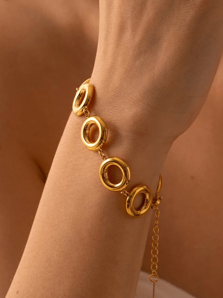 Bracelet doré cercles élégant soleil